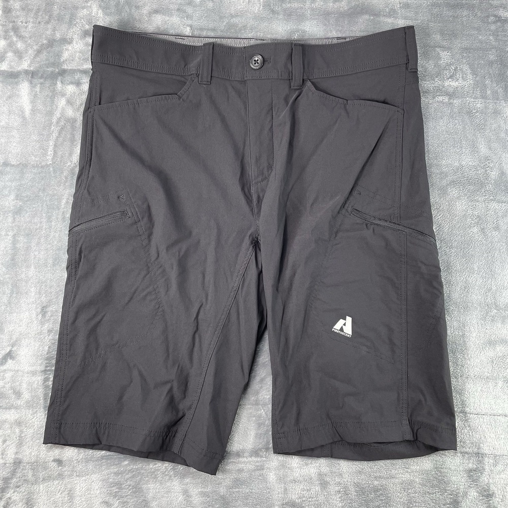 Eddie Bauer First Ascent Shorts Mens Sz T36 Black Nylon Hiking Cargo Stretch